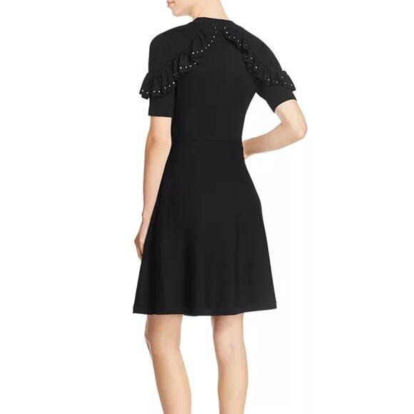 Kate Spade 100% Merino Wool Studded Ruffle Sweater Dress Sz S Fit and Flare $398 - Picture 2 of 11